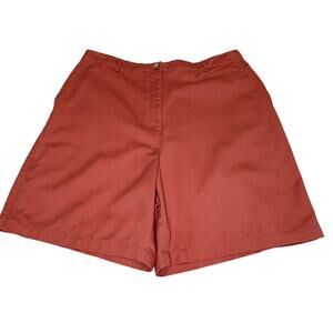 Talbots Chino Shorts Women's 14 P Coral Cotton Blend Elastic Back Waist